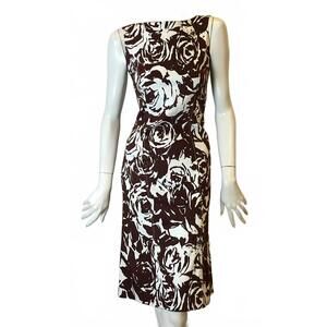 NEW LIDIA CARDINALE women's sleeveless beaded dress in brown white